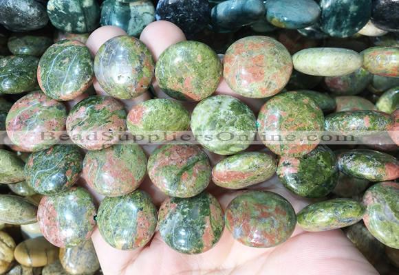 CIBS24 15 inches 20mm coin unakite gemstone beads wholesale