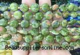 CIBS38 15 inches 10mm coin unakite gemstone beads wholesale