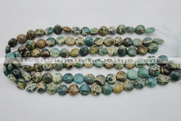 CIJ28 15.5 inches 12mm flat round impression jasper beads wholesale