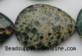 CIJ40 15.5 inches 30*40mm flat teardrop impression jasper beads wholesale