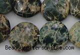 CIJ46 15.5 inches 20mm flat round impression jasper beads wholesale