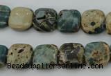 CIJ52 15.5 inches 12*12mm square impression jasper beads wholesale