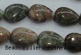 CJA03 15.5 inches 13*18mm teardrop green jasper beads wholesale