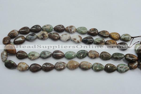 CJA03 15.5 inches 13*18mm teardrop green jasper beads wholesale