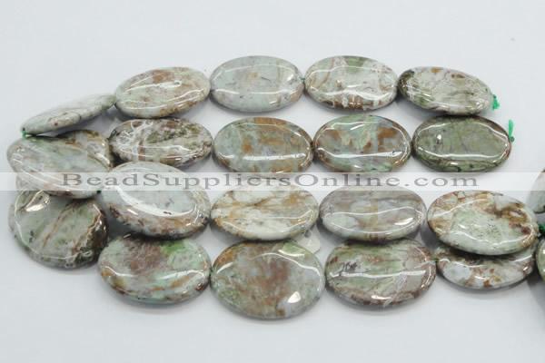 CJA09 15.5 inches 30*40mm oval green jasper beads wholesale