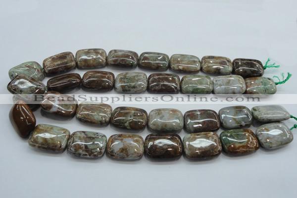 CJA10 15.5 inches 18*25mm rectangle green jasper beads wholesale