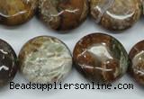 CJA26 15.5 inches 20mm flat round green jasper beads wholesale