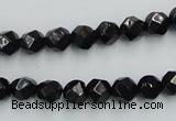 CJB06 16 inches 8mm faceted round natural jet gemstone beads wholesale