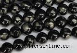 CJB151 15.5 inches 8mm round natural jet & pyrite gemstone beads