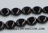 CJB21 16 inches 12mm flat round natural jet gemstone beads wholesale