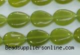 CKA113 15.5 inches 12*16mm flat teardrop Korean jade gemstone beads