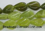 CKA114 15.5 inches 13*18mm twisted flat teardrop Korean jade beads