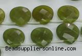 CKA120 Top-drilled 16*16mm faceted flat teardrop Korean jade beads