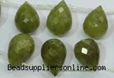 CKA121 Top-drilled 12*17mm faceted teardrop Korean jade beads