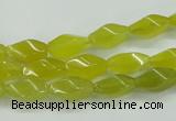 CKA21 15.5 inches 6*12mm twisted rice Korean jade gemstone beads