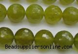 CKA220 15.5 inches 14mm faceted round Korean jade gemstone beads