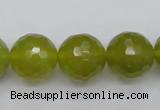 CKA221 15.5 inches 16mm faceted round Korean jade gemstone beads