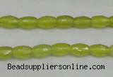 CKA225 15.5 inches 6*8mm faceted rice Korean jade gemstone beads