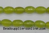 CKA226 15.5 inches 8*12mm faceted rice Korean jade gemstone beads