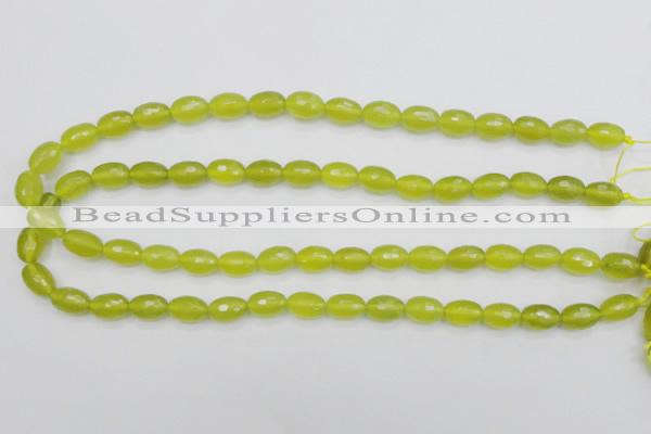 CKA226 15.5 inches 8*12mm faceted rice Korean jade gemstone beads