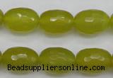 CKA227 15.5 inches 12*16mm faceted rice Korean jade gemstone beads