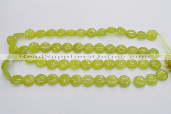 CKA237 15.5 inches 14mm flat round Korean jade gemstone beads