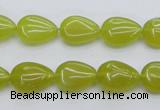 CKA255 15.5 inches 10*14mm flat teardrop Korean jade gemstone beads