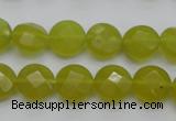 CKA266 15.5 inches 12mm faceted coin Korean jade gemstone beads