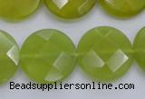 CKA267 15.5 inches 20mm faceted coin Korean jade gemstone beads