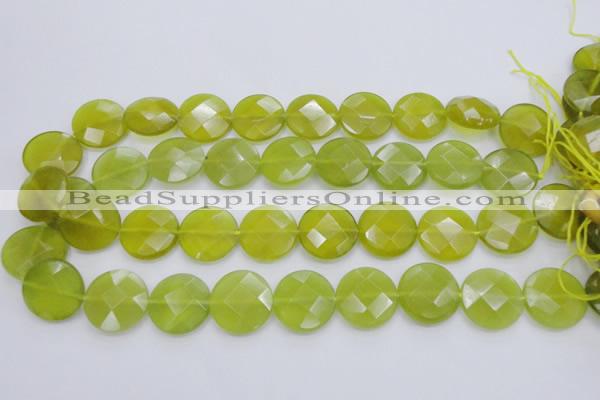 CKA267 15.5 inches 20mm faceted coin Korean jade gemstone beads