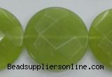 CKA268 15.5 inches 30mm faceted coin Korean jade gemstone beads