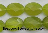 CKA272 15.5 inches 15*20mm faceted oval Korean jade gemstone beads