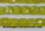 CKA285 15.5 inches 10*10mm faceted square Korean jade gemstone beads