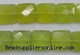 CKA286 15.5 inches 14*14mm faceted square Korean jade gemstone beads