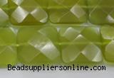 CKA287 15.5 inches 20*20mm faceted square Korean jade gemstone beads