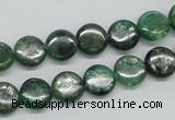 CKC107 16 inches 10mm flat round natural green kyanite beads wholesale