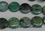 CKC60 15.5 inches 14mm flat round natural green kyanite beads