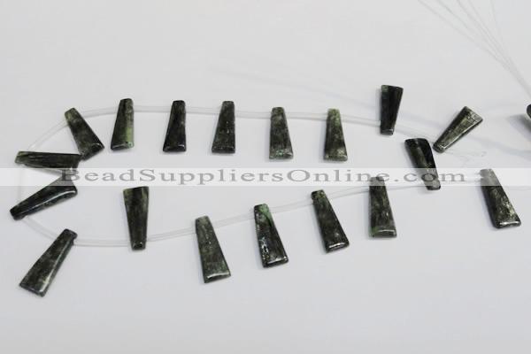 CKC73 15.5 inches 10*25mm trapezoid natural green kyanite beads