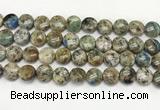 CKJ486 15.5 inches 10mm flat round natural k2 jasper beads