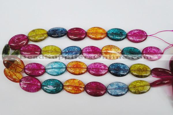 CKQ121 15.5 inches 18*25mm oval dyed crackle quartz beads