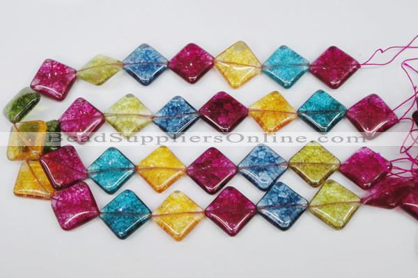 CKQ133 15.5 inches 25*25mm diamond dyed crackle quartz beads