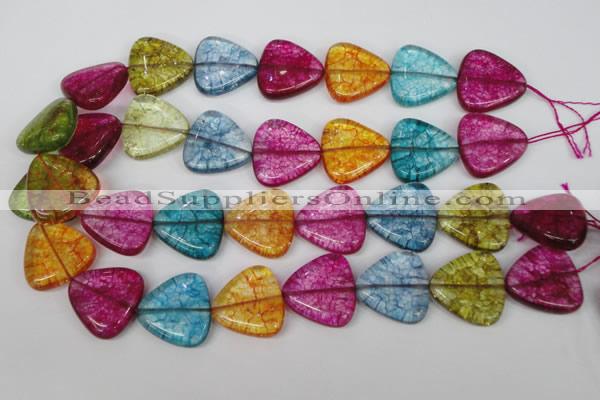 CKQ135 15.5 inches 20*20mm triangle dyed crackle quartz beads