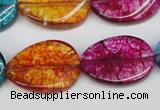 CKQ140 15.5 inches 20*30mm twisted oval dyed crackle quartz beads