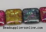 CKQ156 15.5 inches 25*25mm square AB-color crackle quartz beads