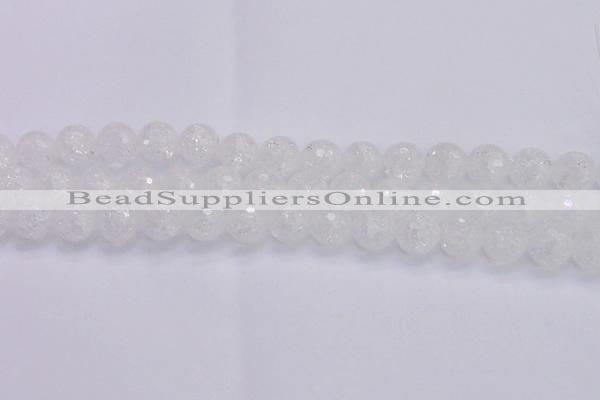 CKQ347 15.5 inches 14mm faceted round dyed crackle quartz beads