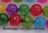 CKQ354 15.5 inches 14mm faceted round dyed crackle quartz beads