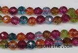 CKQ41 15.5 inches 6mm faceted round dyed crackle quartz beads