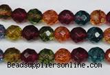 CKQ42 15.5 inches 8mm faceted round dyed crackle quartz beads