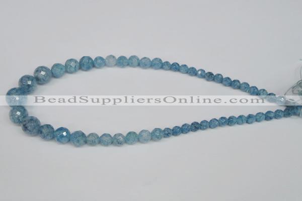 CKQ51 15.5 inches 6mm - 14mm faceted round dyed crackle quartz beads