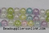 CKQ61 15.5 inches 6mm round AB-color dyed crackle quartz beads